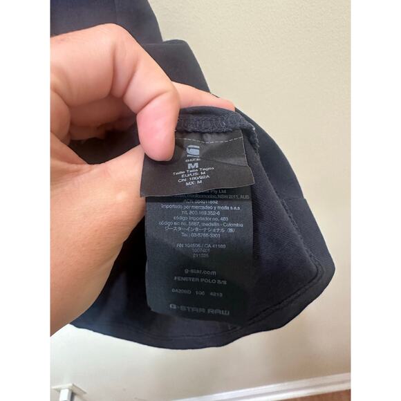 G-Star RAW Sz M Lightweight Polo Shirt Short Sleeve Deep Gray Blueish - Nice! - Picture 5 of 9